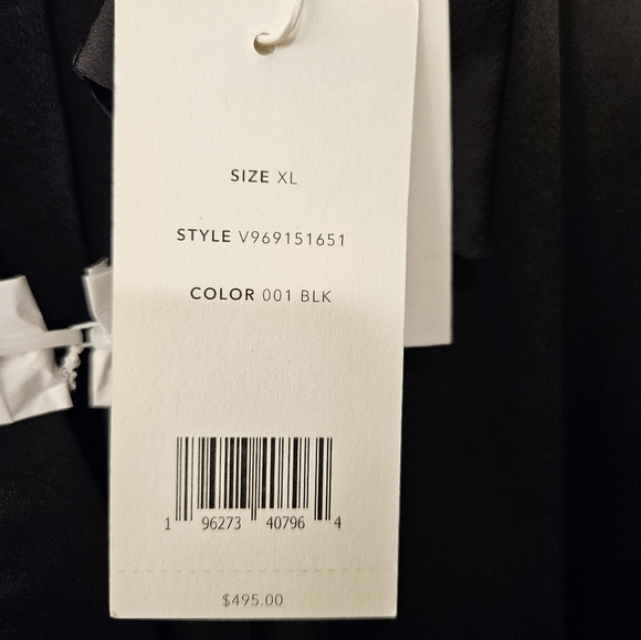 NWT - Vince Nouveau Magnolia Black Long Sleeve Satin Shirt Dress - Size XL - Picture 6 of 15